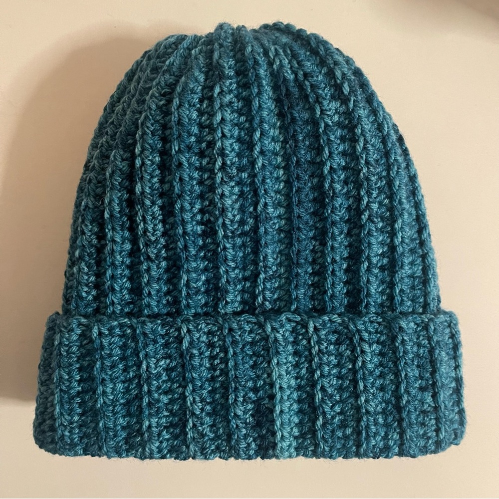 Handmade Stone Wash Teal Unisex Beanie